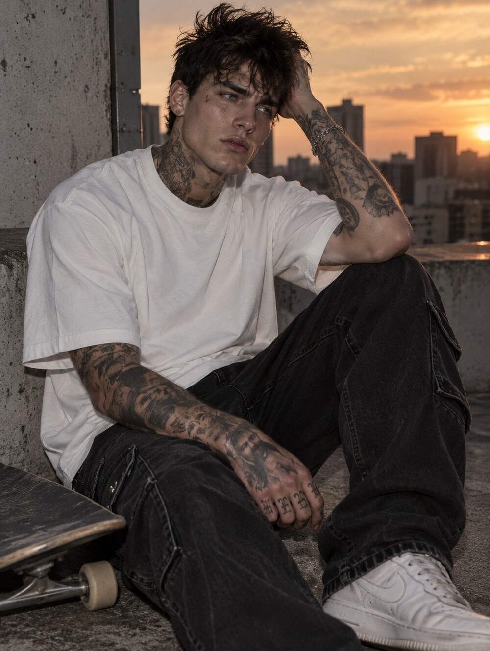 Bershka SNDWN A Light in the Dark White Oversized T-Shirt XL Y2K Streetwear CC